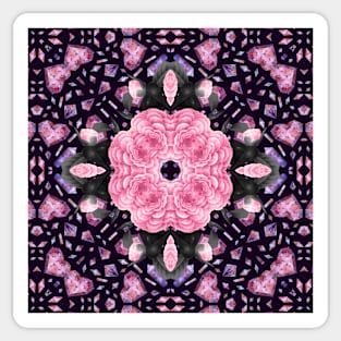 Crystal Hearts and Flowers Valentines Kaleidoscope pattern (Seamless) 28 Sticker